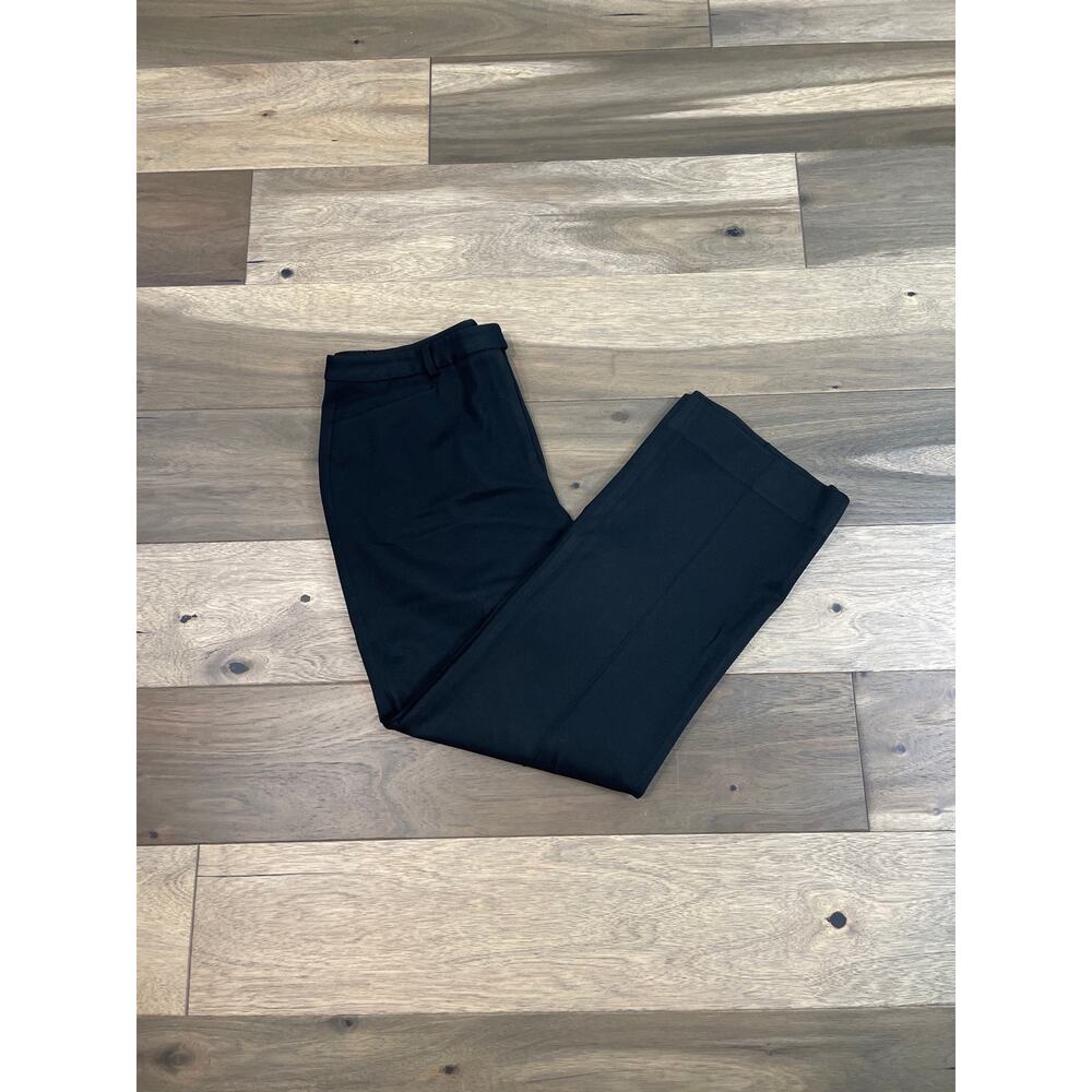 Vintage Black Straight Leg Trousers Size 10 Mid Rise Structured Woven Classic